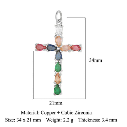 Cross jadeite copper zircon pendant.