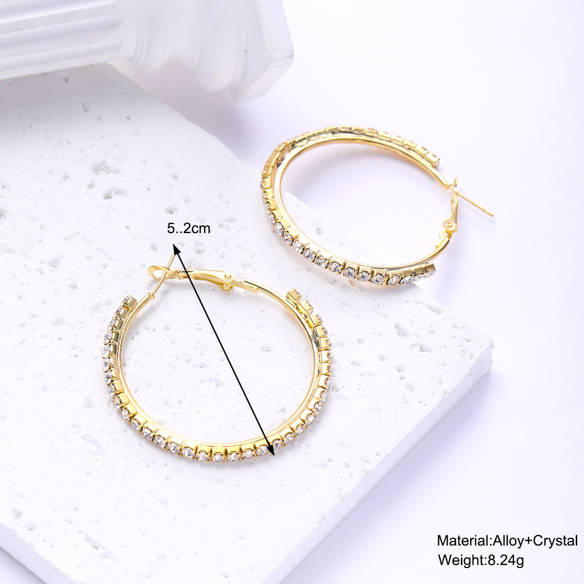 Gold Women's Diamond Large Circle Earrings