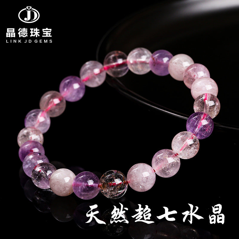 Pulsera de cristal natural Super Seven para mujer 