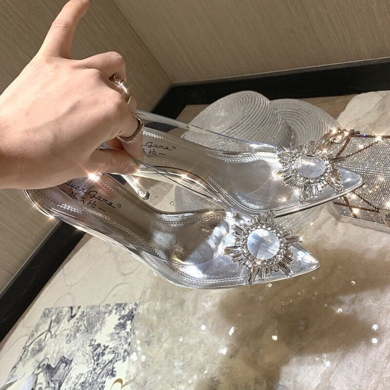 Transparent crystal shoe woman