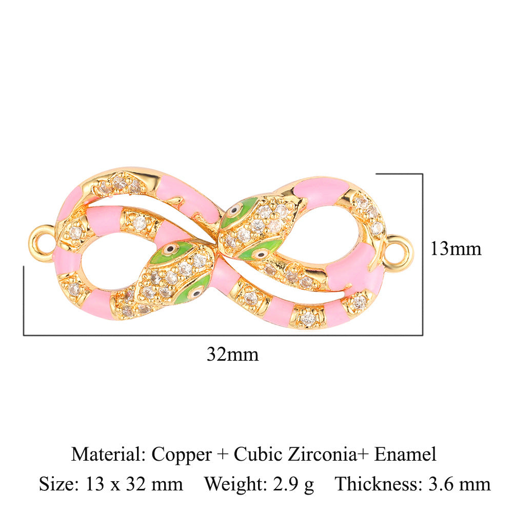 Double hole copper zircon jewelry bracelet connection accessories