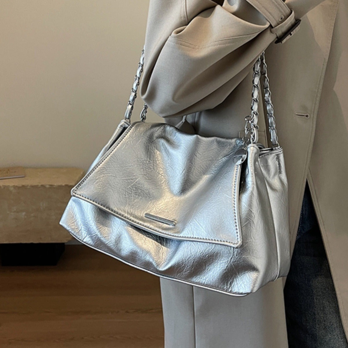 Bolso de mano suave e informal, bolso de gran capacidad 