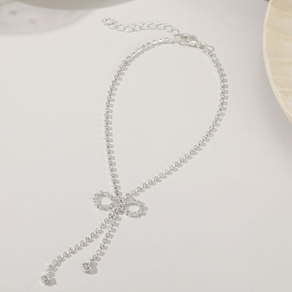 Full diamond bow rhinestone anklet