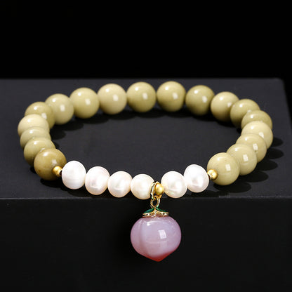 Natural Avocado Alxa Pearl Bracelet