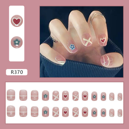 Wearable Blush Short Removable Nail Stickers