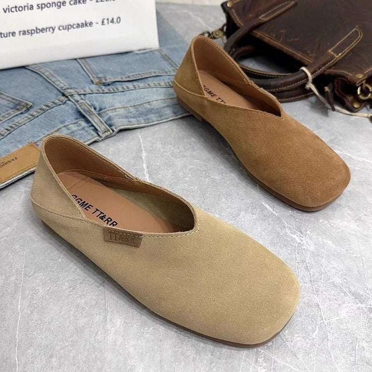 PU flat bottom rubber round head women's shoes