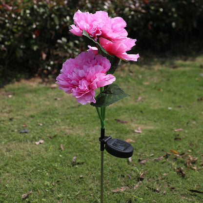 Solar three-head peony flower lamp