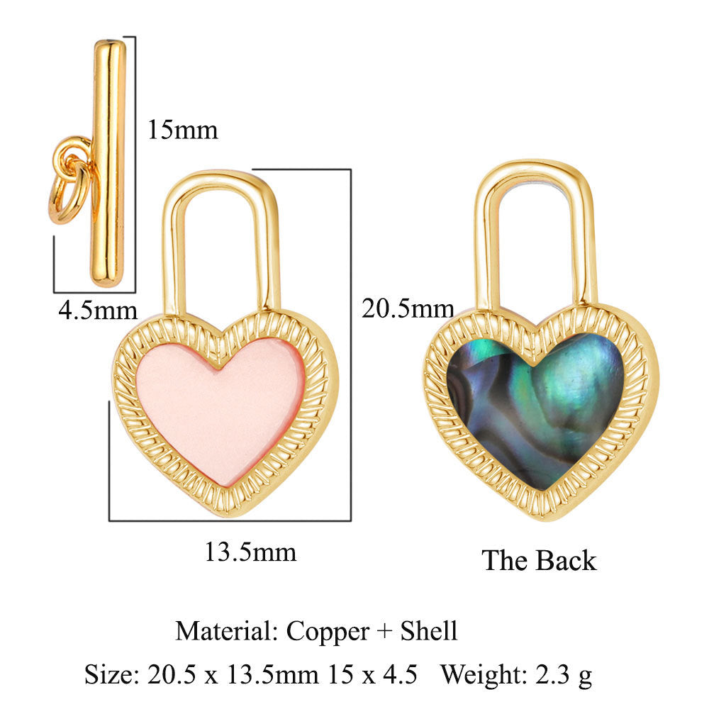 Mother shell love lock copper connecting buckle ending buckle