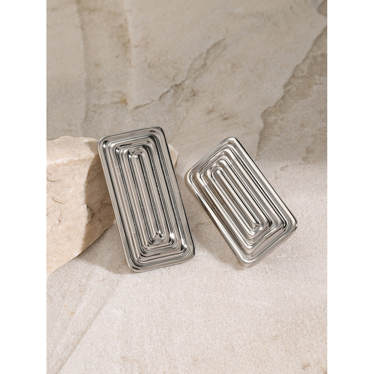 Rectangular titanium steel earrings