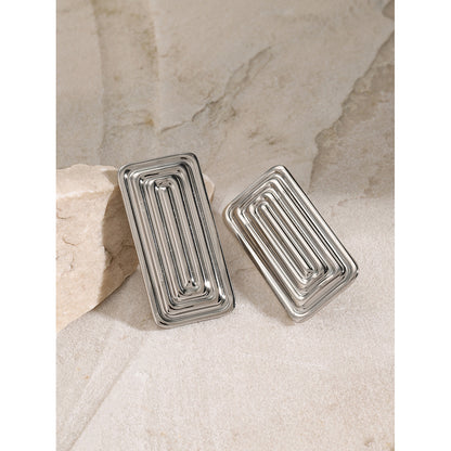 Rectangular titanium steel earrings