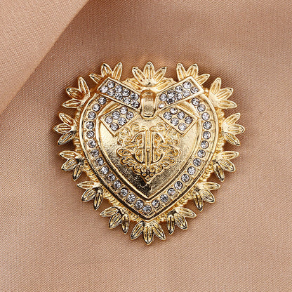 Love Brooch Rhinestone Fringed Pin