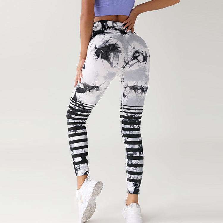 Euro Trendy Tie-Dye Seamless High-Waist Butt-Lifting Yoga Pants