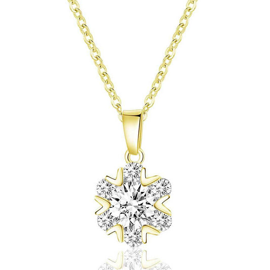 14K gold snowflake necklace copper inlaid with 5A zircon