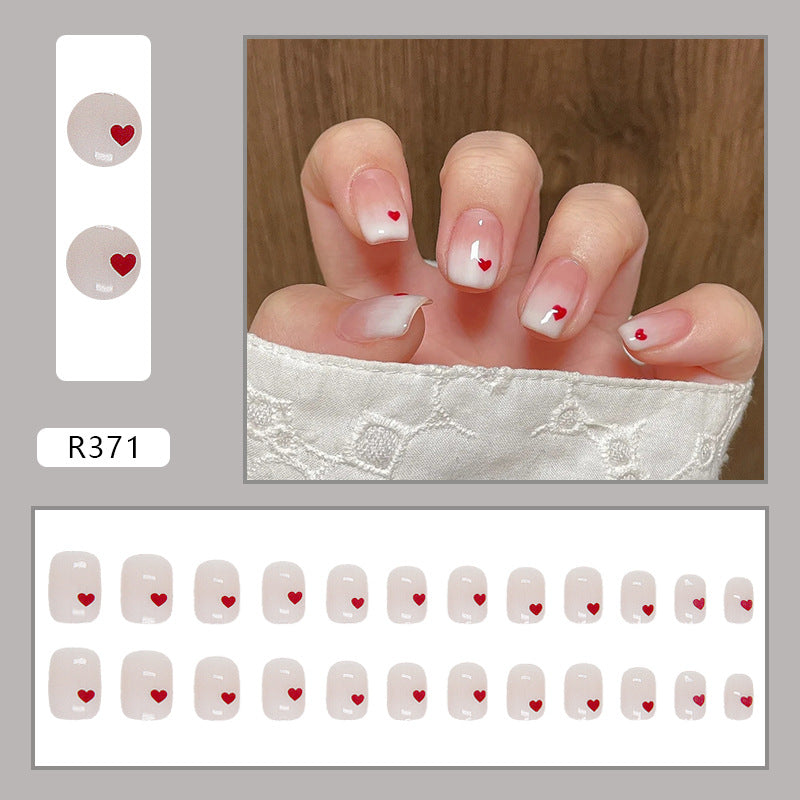 Wearable Blush Short Removable Nail Stickers