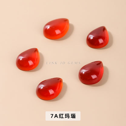 Agate water drop-shaped inlaid ring surface flat bottom loose beads