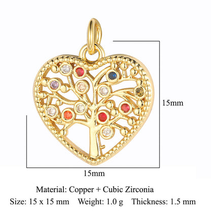 Star Tree of Life Horseshoe Iron Copper Zircon Pendant