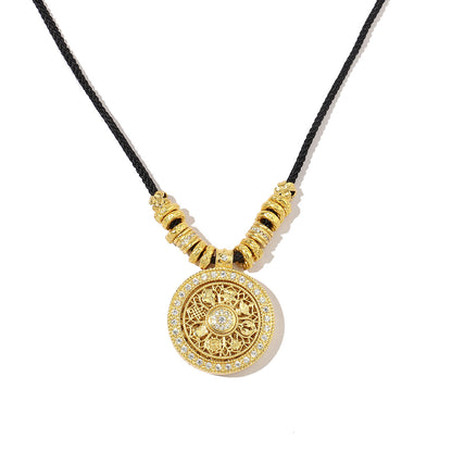 Plated 24K real gold gourd God of Wealth sand gold necklace