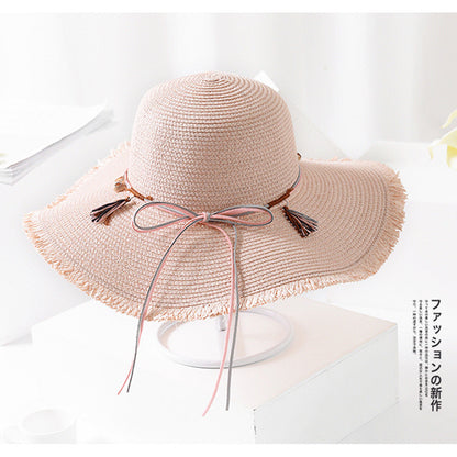 Wide Brim Fringe Straw Hat Women Beach Wide Brim Summer Sun Fashion