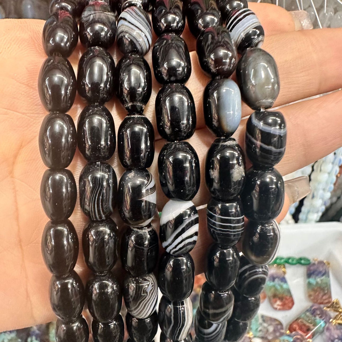 8*12mm natural stone oval rice beads