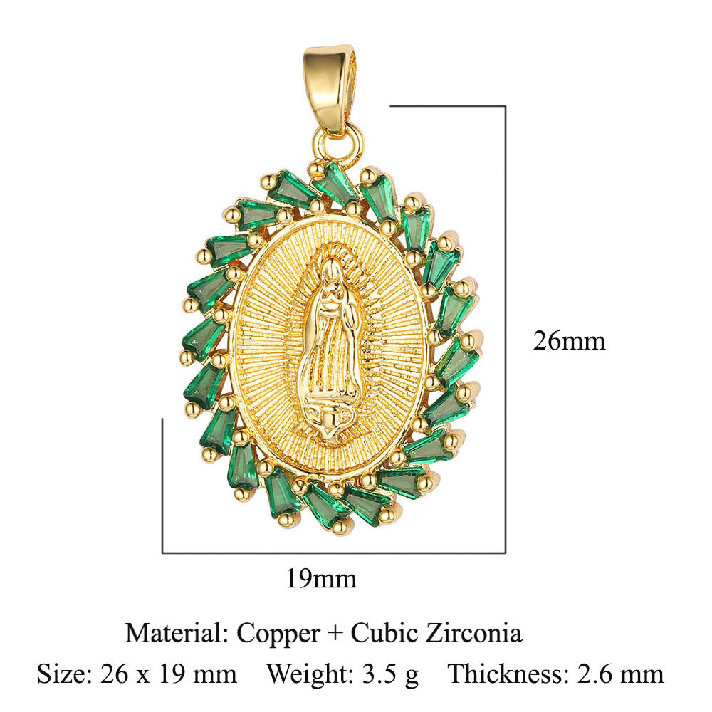 Copper zircon Virgin Mary pendant pendant