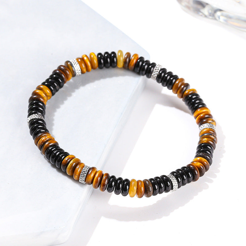 Natural yellow tiger's eye stone black agate abacus beads