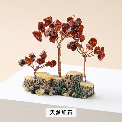 Colorful natural crystal gravel fortune tree ornament