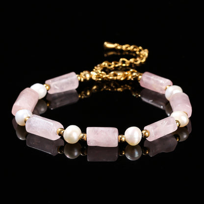 Natural Baroque Pearl Powder Round Tube Bracelet