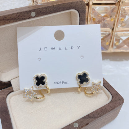 Four-leaf flower stud earrings