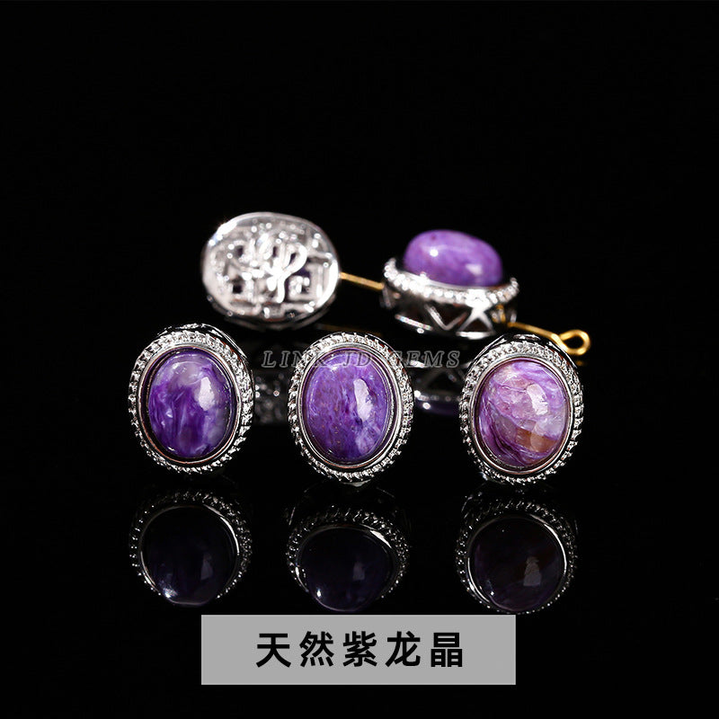 Natural stone amethyst oval magic box