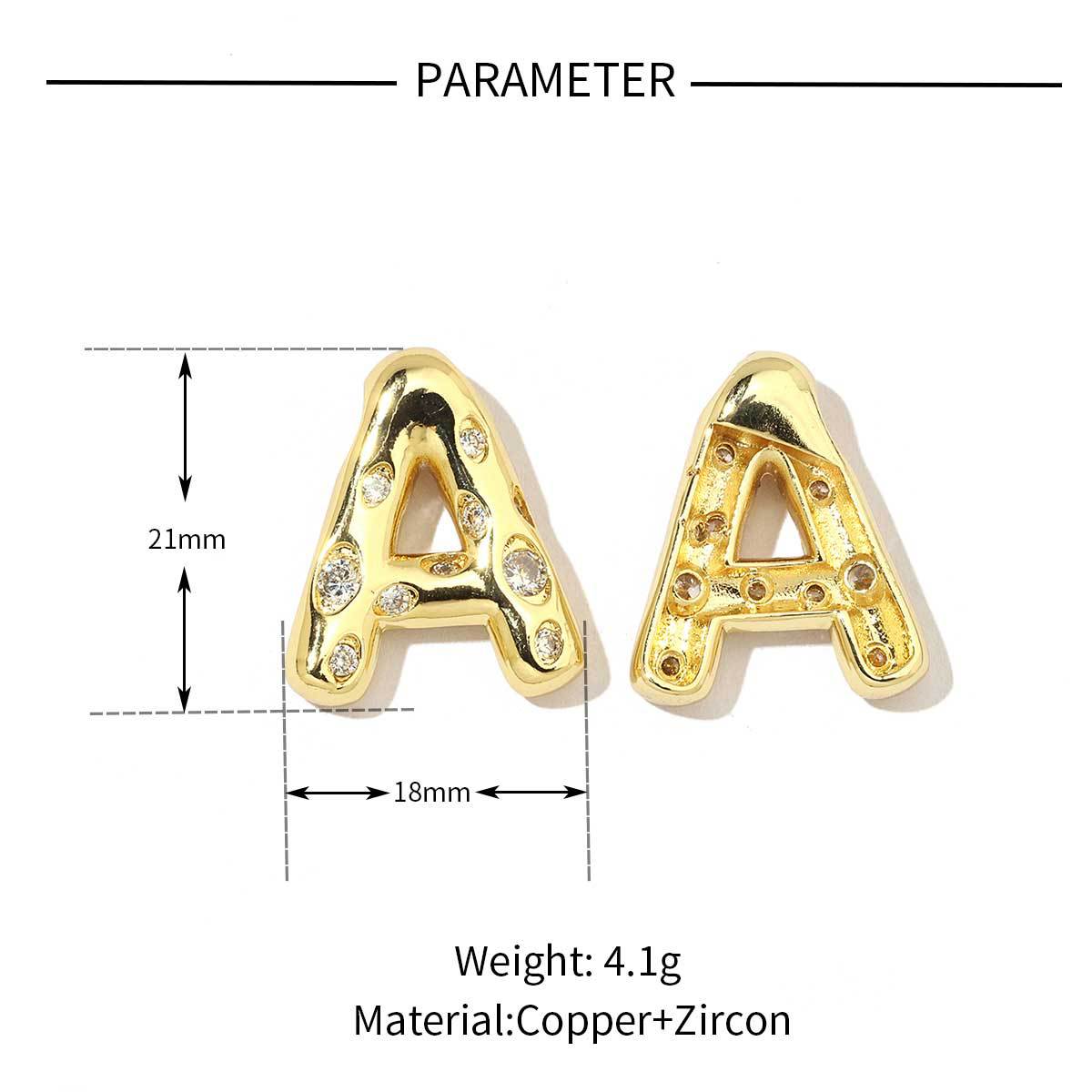 18K real gold copper inlaid zircon 26 letter pendant.