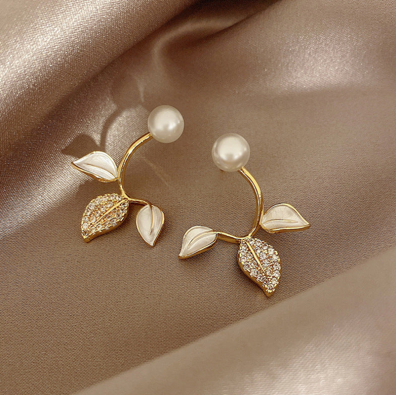 Pearl Leaf Earrings for Women