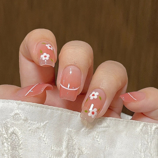 Chic Blush Pink Floral Nails