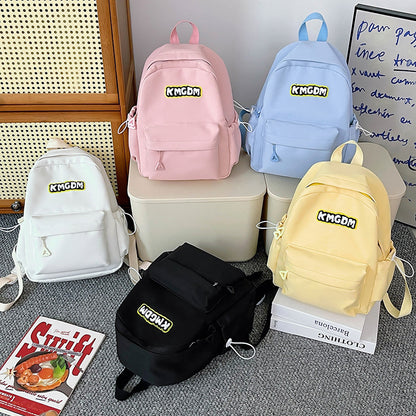 Simple solid color casual backpack campus school bag