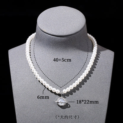 High imitation Beizhu West Empress Dowager three-dimensional planet necklace