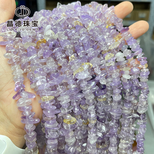 5-8Mm natural purple yellow crystal gravel porous loose beads