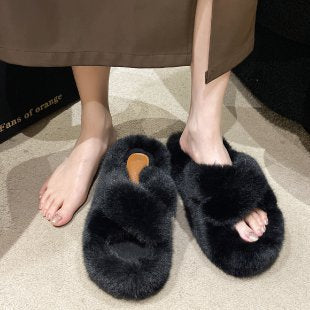 7Cm thick-bottomed fluffy slippers women