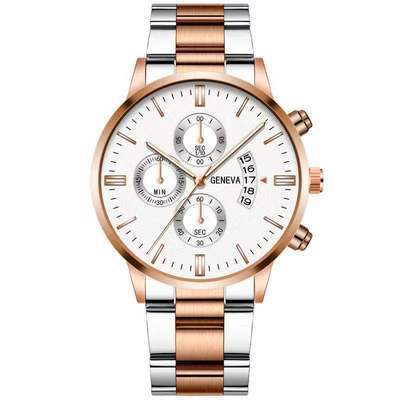 Wish new steel band men's three-eye calendar watch