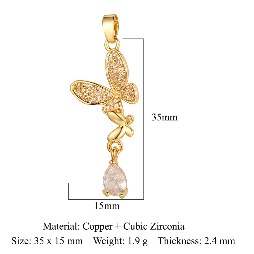 Copper zircon butterfly deer crystal pendant