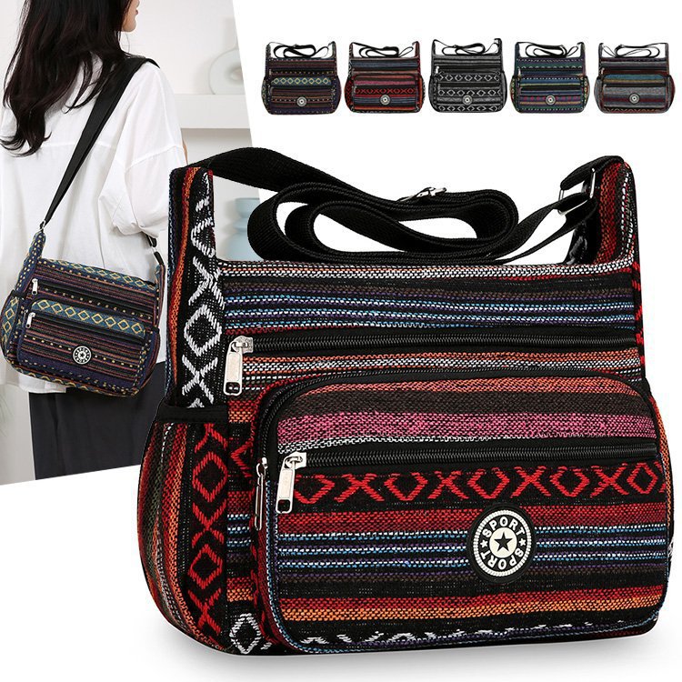 Ethnic striped canvas bag