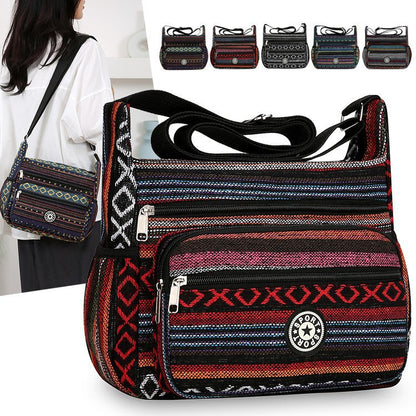 Ethnic striped canvas bag