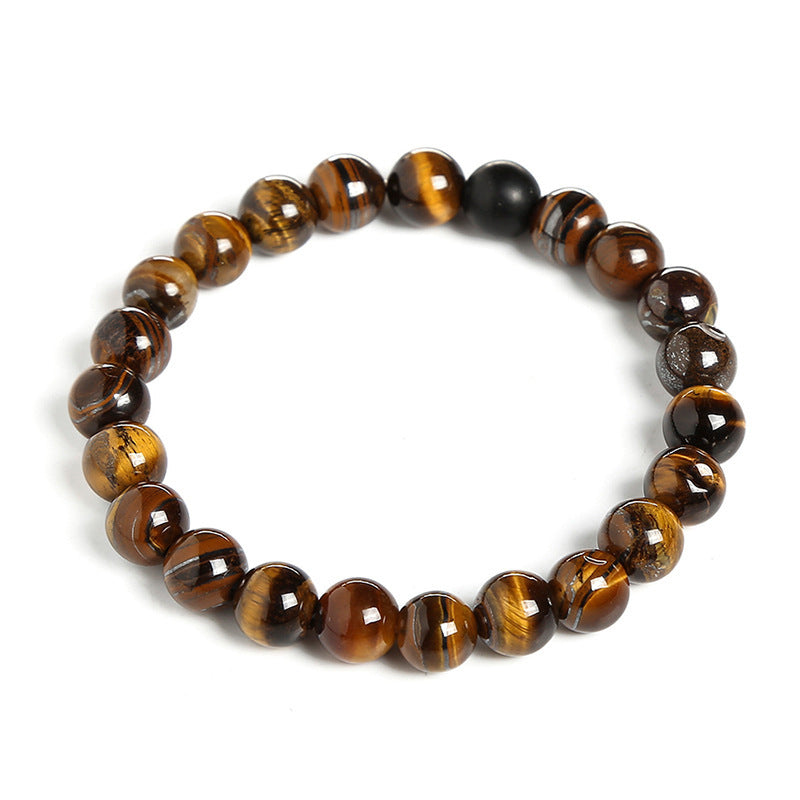 Pulsera de piedra negra esmerilada con ojo de tigre amarillo 