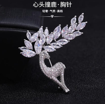 Crystal Animal Brooch Sika Deer