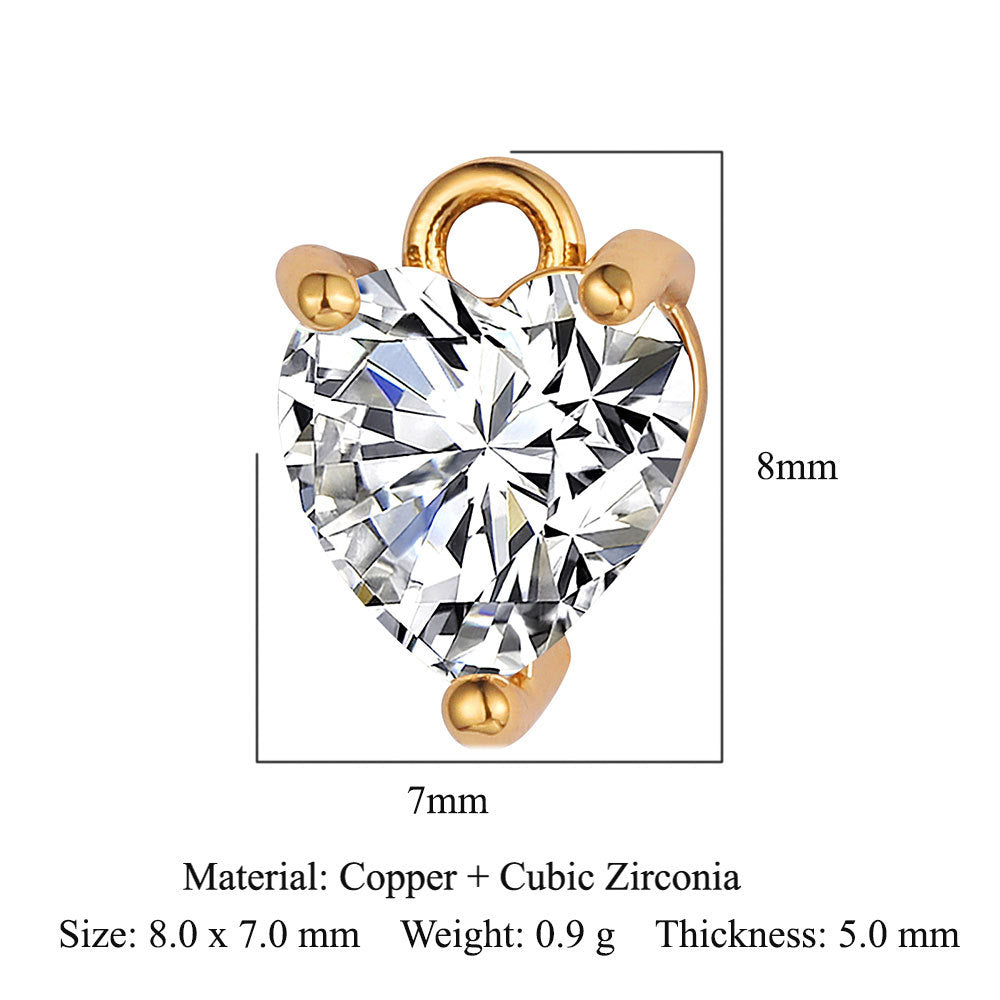 Color zircon peach heart copper zircon pendant.