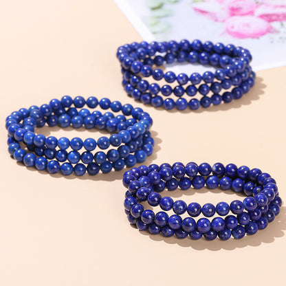 6A natural Afghan lapis lazuli three-circle bracelet.