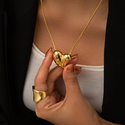 White Rhinestone Heart Pendant Necklace