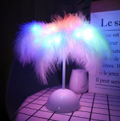 Feather lamp table lamp night light string