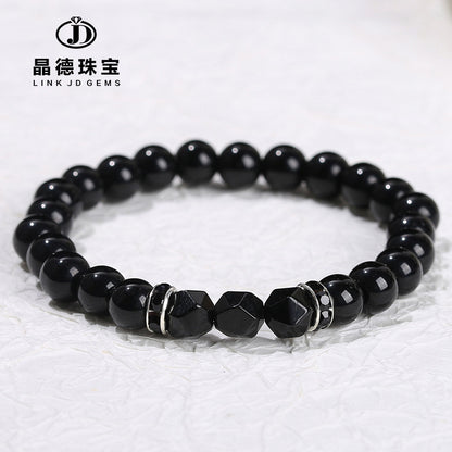 Imitation black stone bracelet black agate rhombus beads