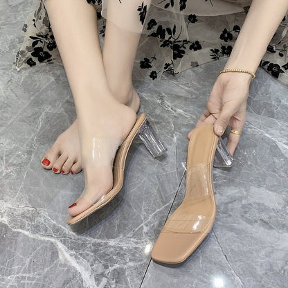 Crystal and PVC sandals