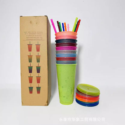 Temperature-sensitive cold glitter color-changing cup 710ml