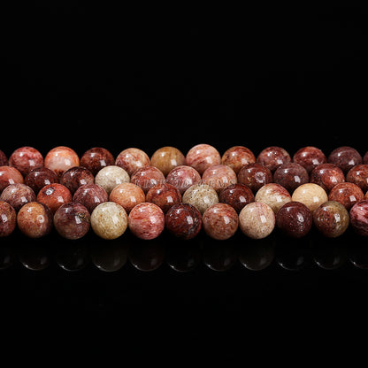 Natural dark red grass stone loose beads